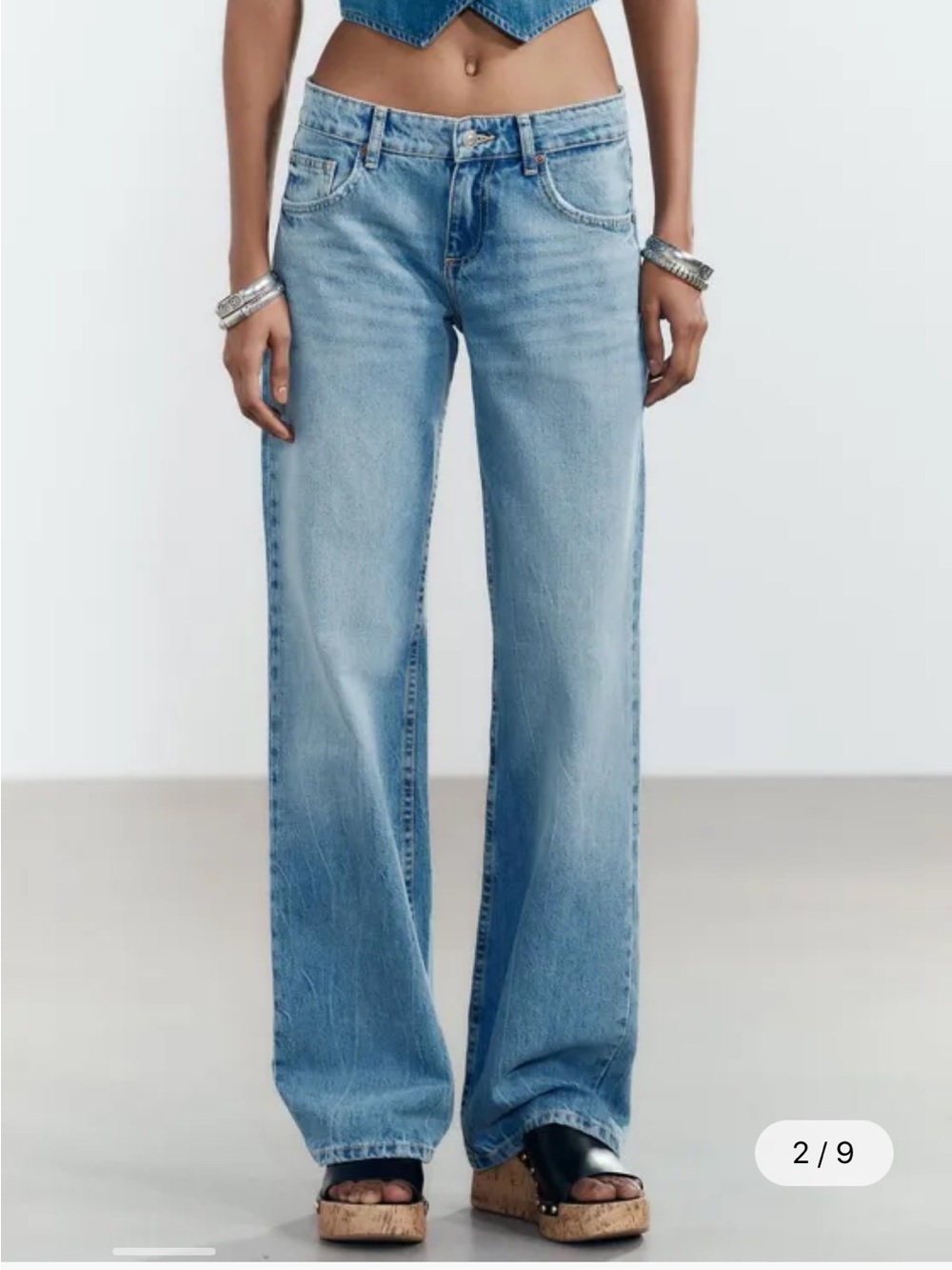 Zara Light Blue Wide-Leg Jeans - Picture 4 of 4